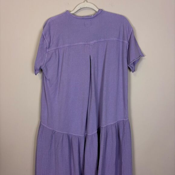 Free People Beach Purple Gauze Short Sleeve Oversized Dress XS - Picture 7 of 9